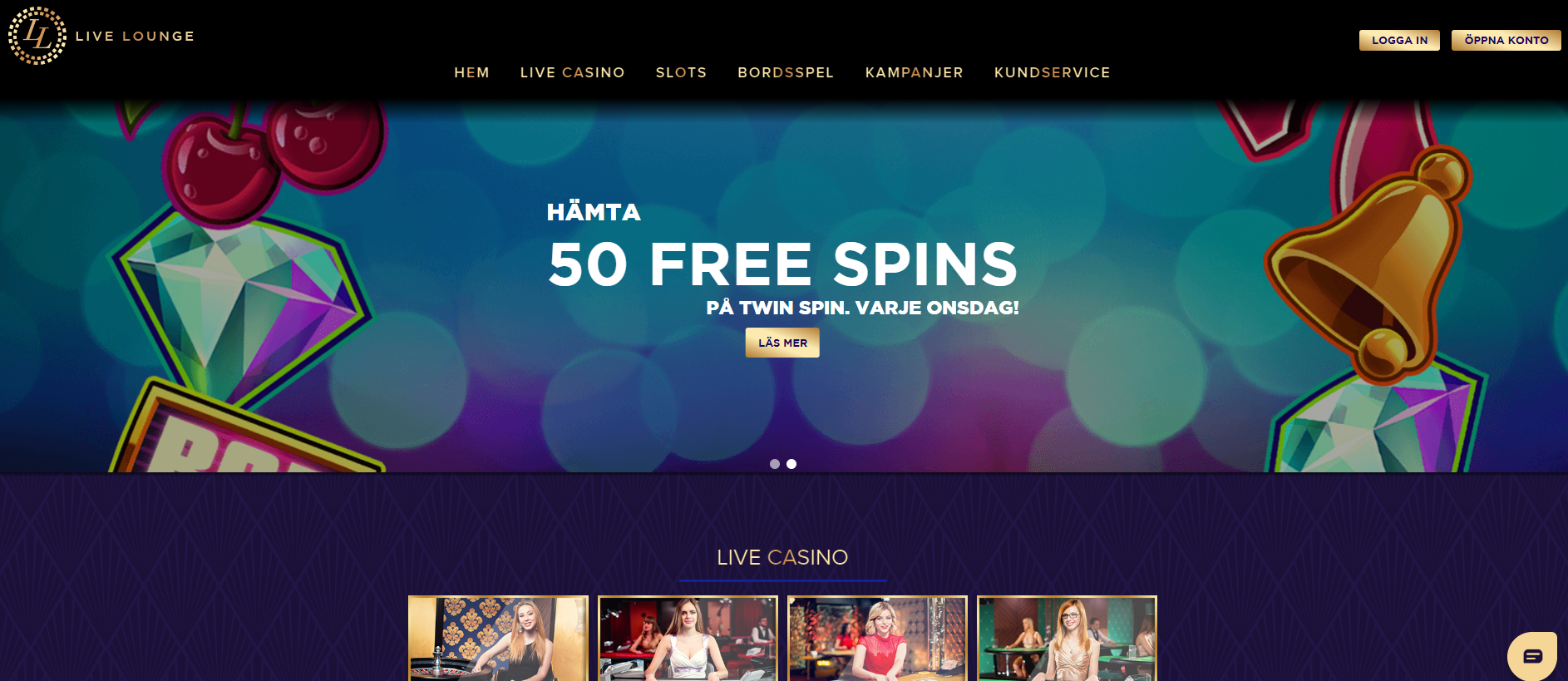 LiveLounge 50 freespins